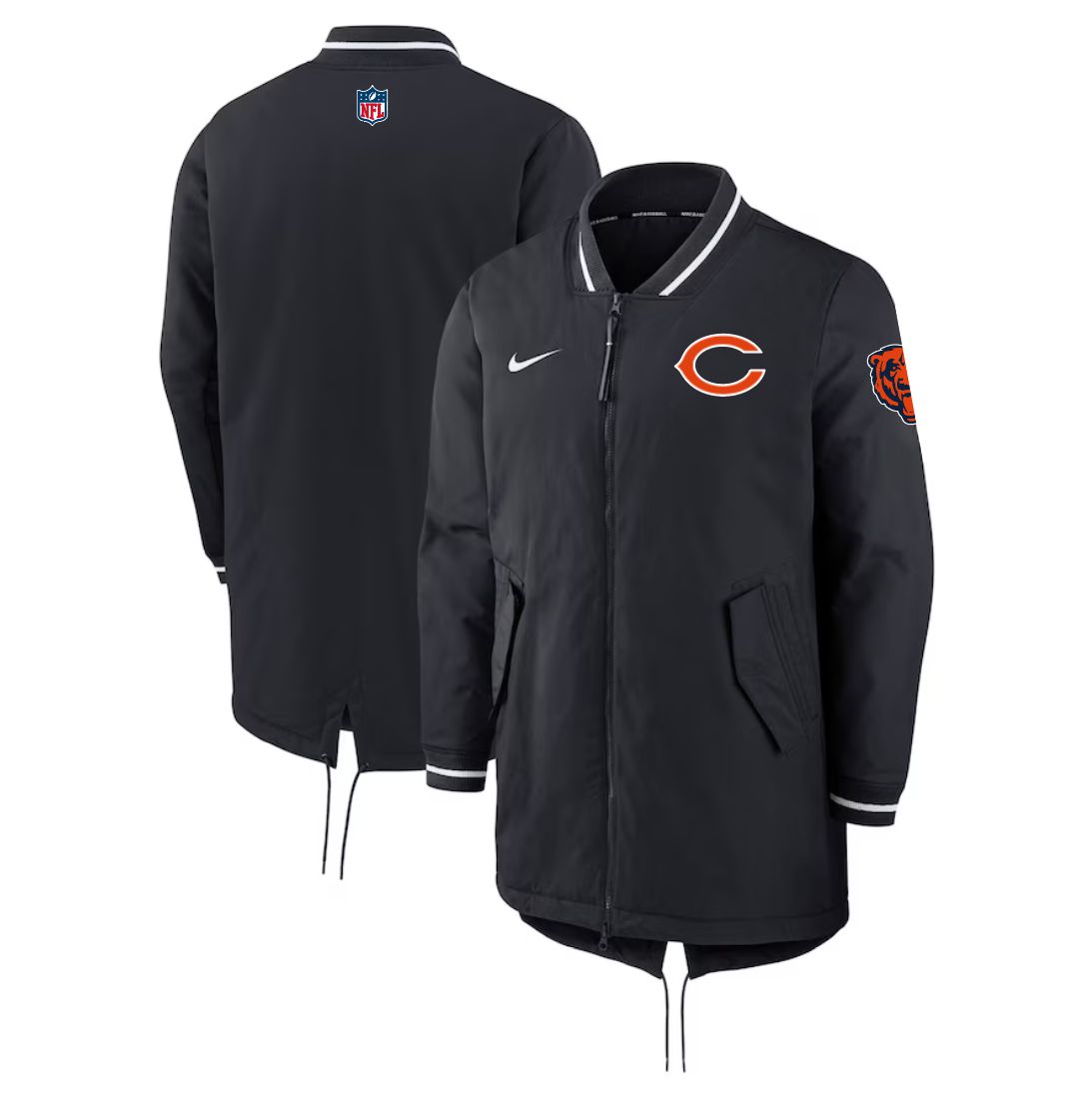 Men 2026 NFL Chicago Bears black Extended Cotton Jacket style 01
